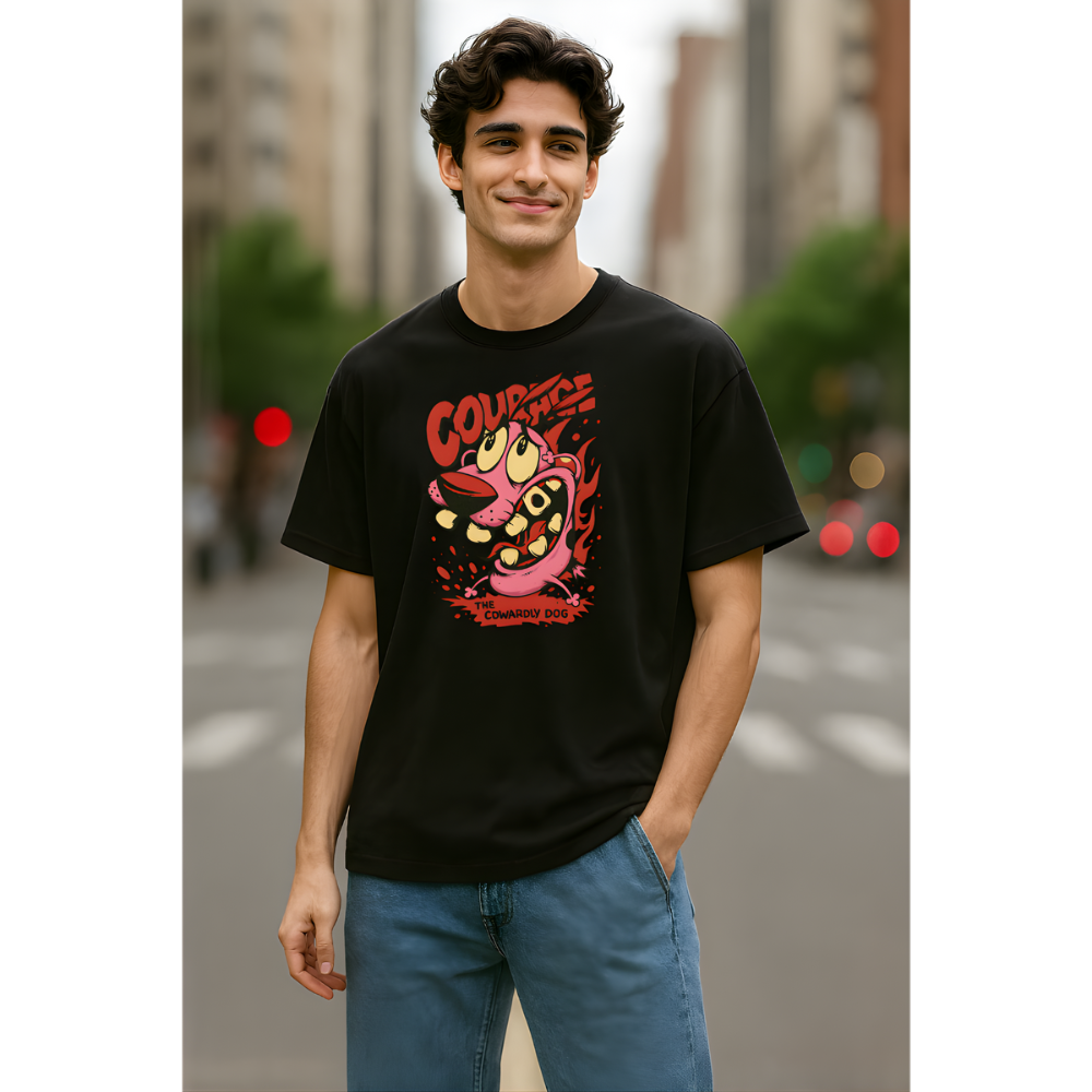 Courage the Cowardly Dog: Oversized Black T-Shirt