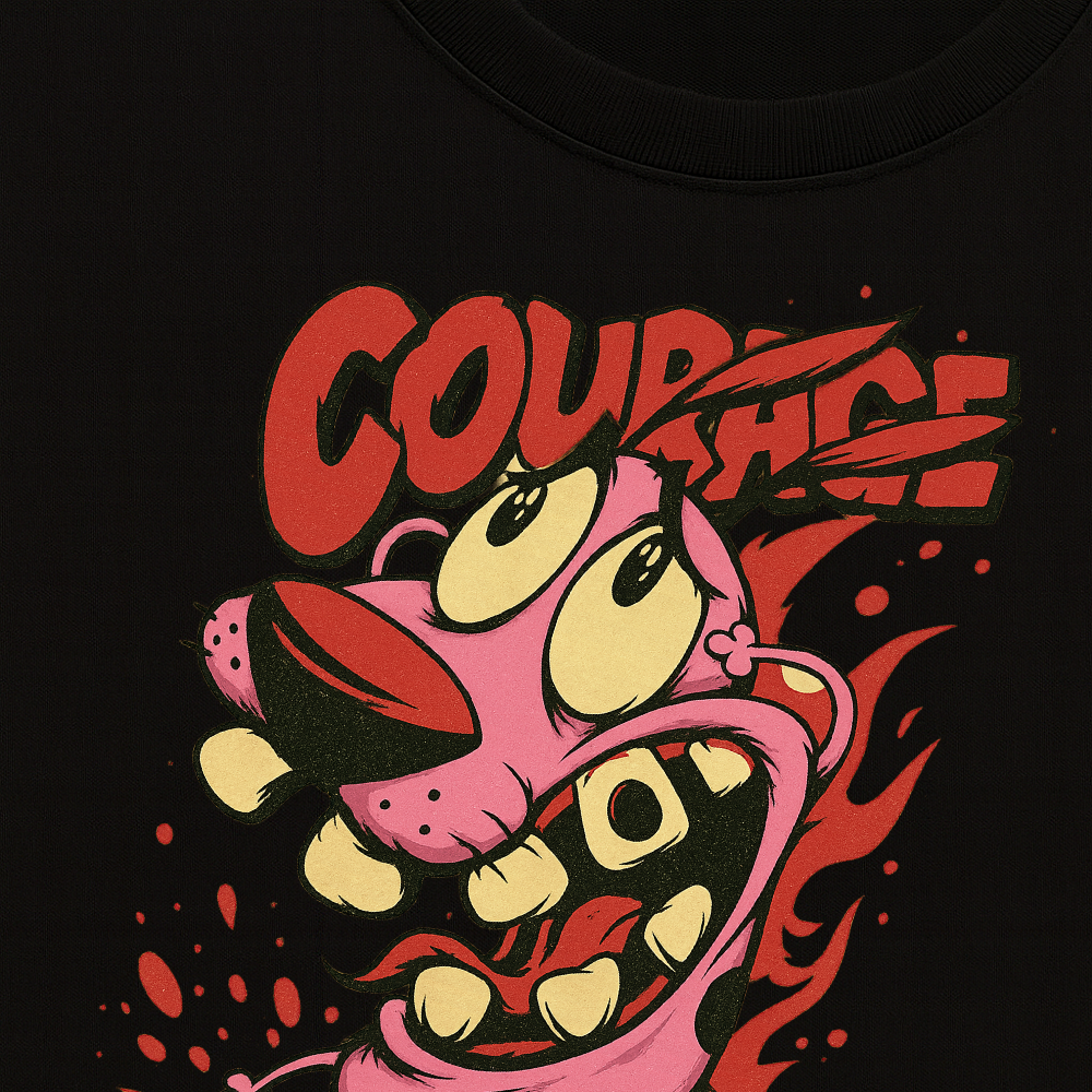 Courage the Cowardly Dog: Oversized Black T-Shirt - Image 2