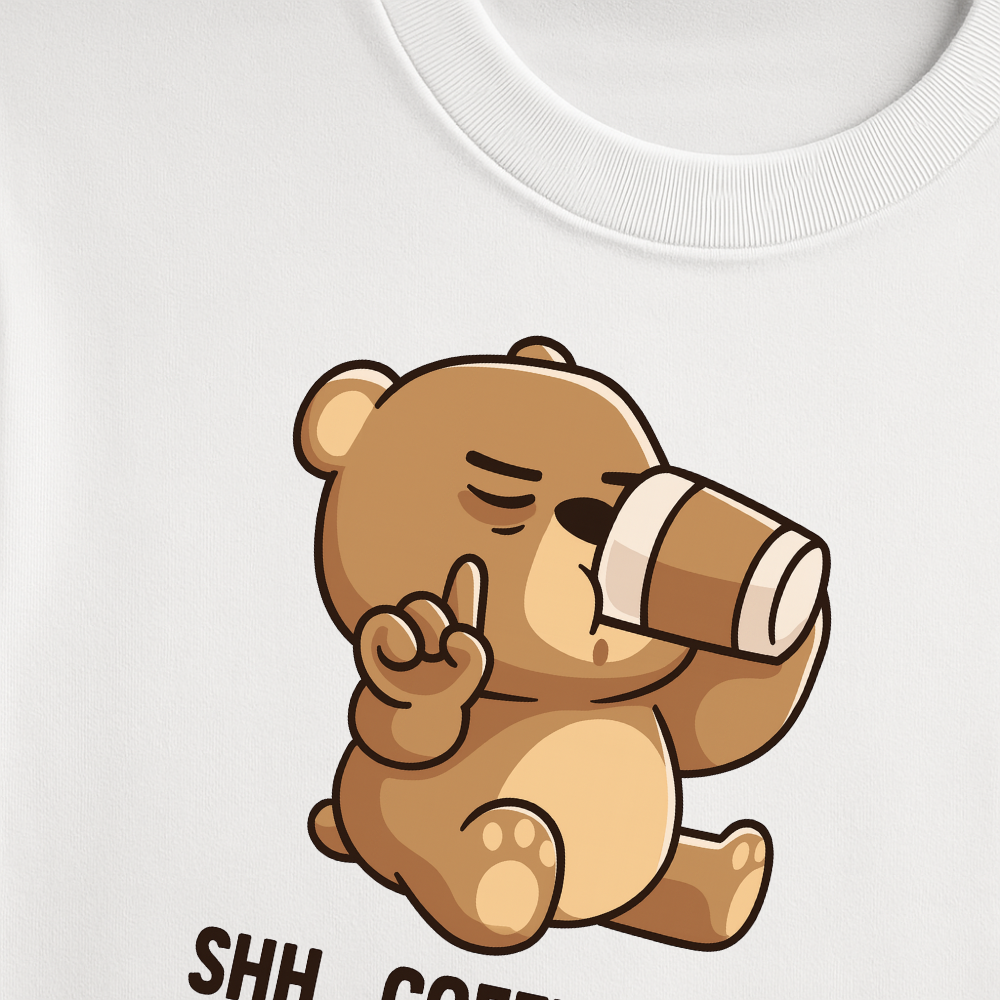 Coffee Bear:Oversized White T-Shirt - Image 2