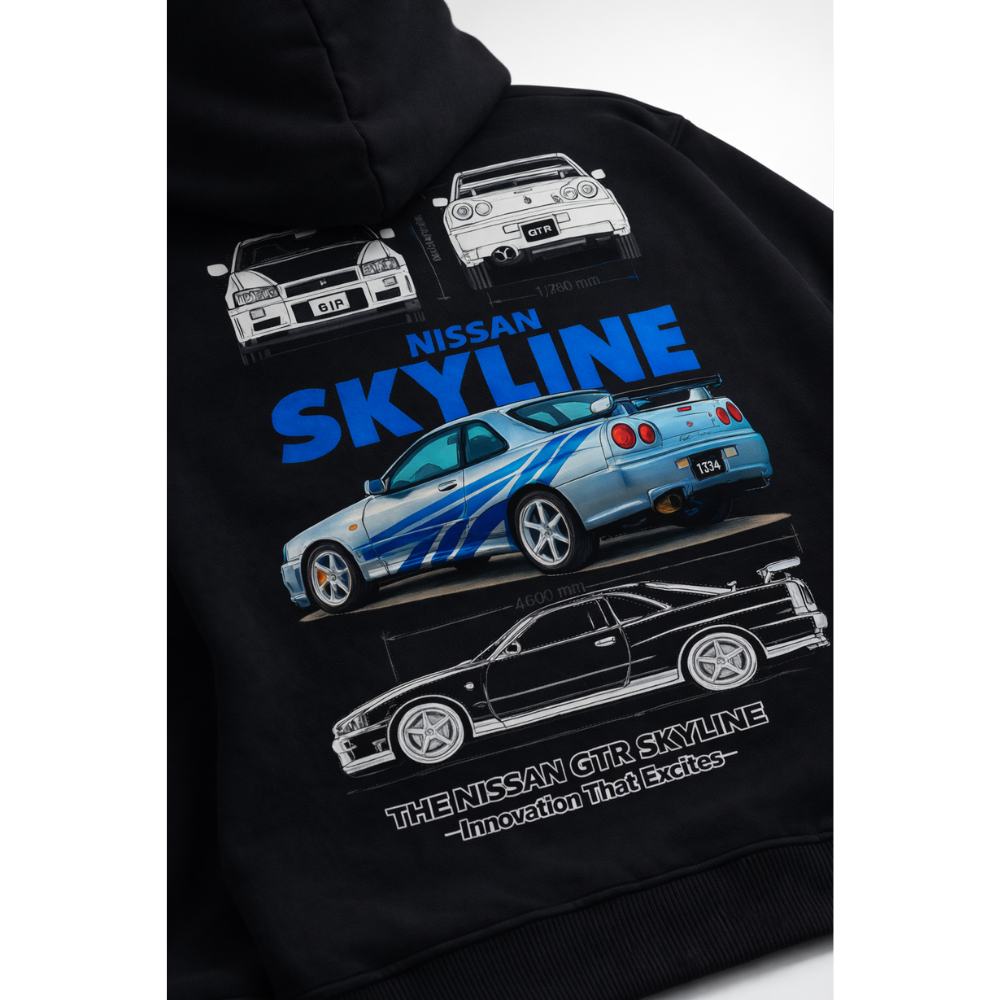 Nissan GTR Skyline: Black Oversized Hoodie - Image 2