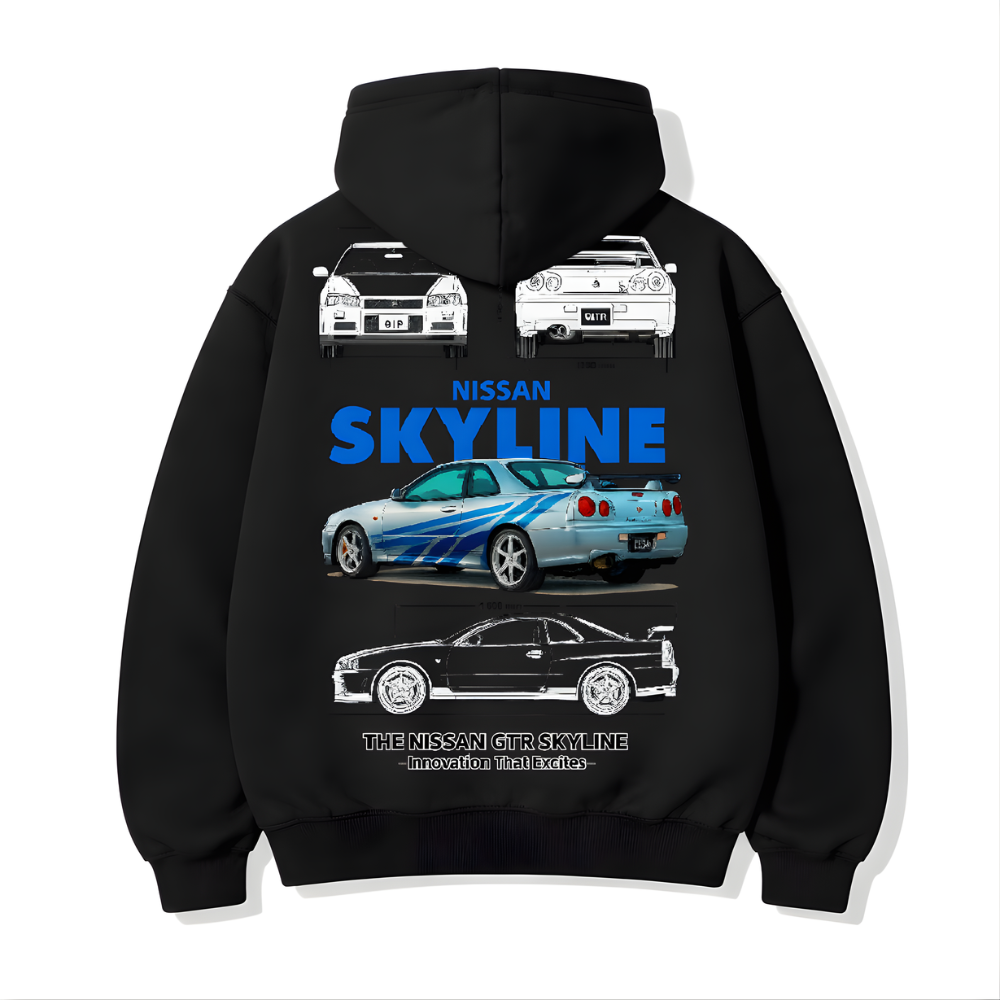 Nissan GTR Skyline: Black Oversized Hoodie
